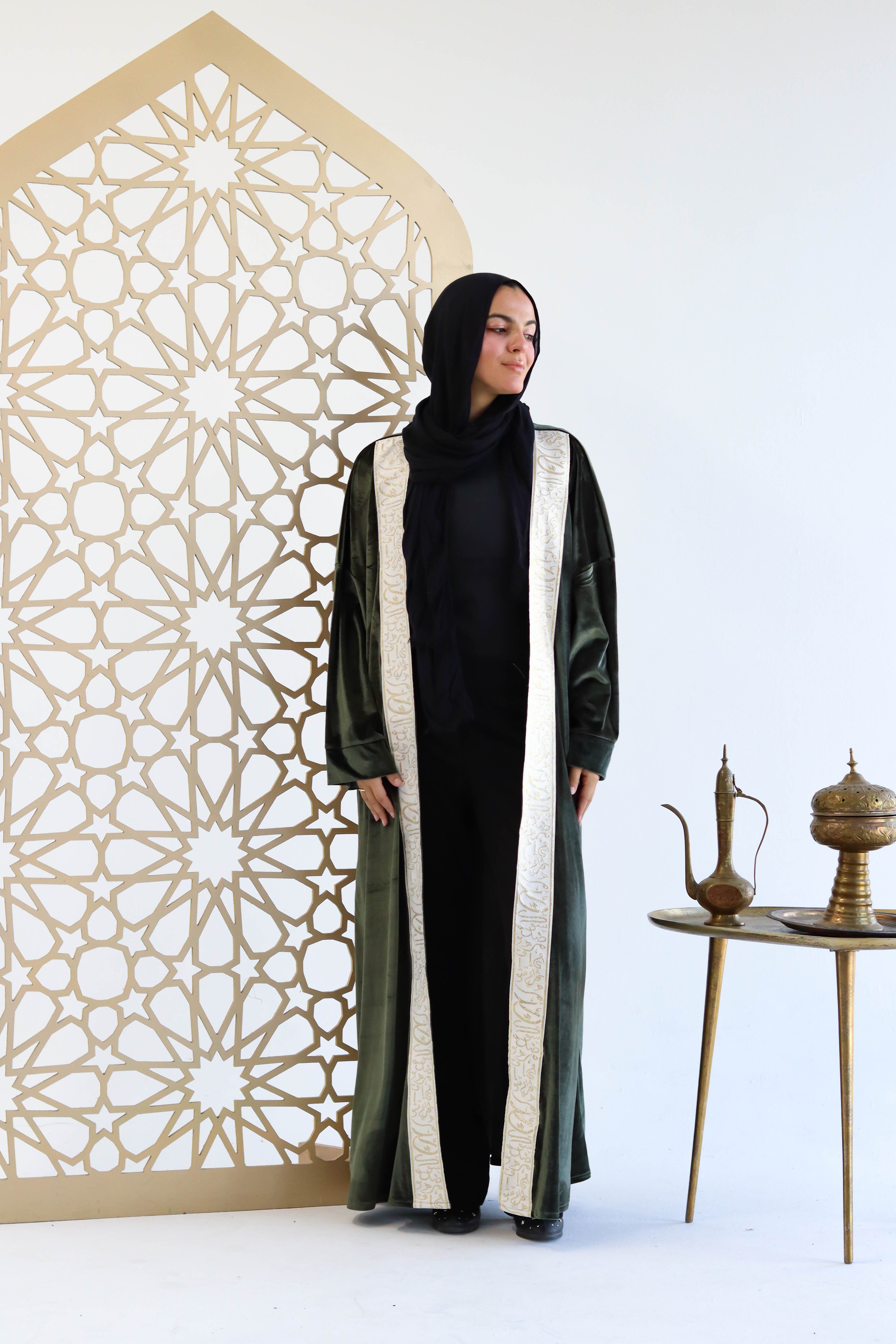 Velvet Kaftan in Dark Green