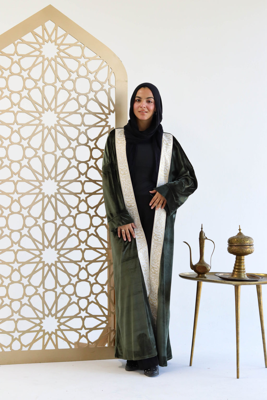 Velvet Kaftan in Dark Green