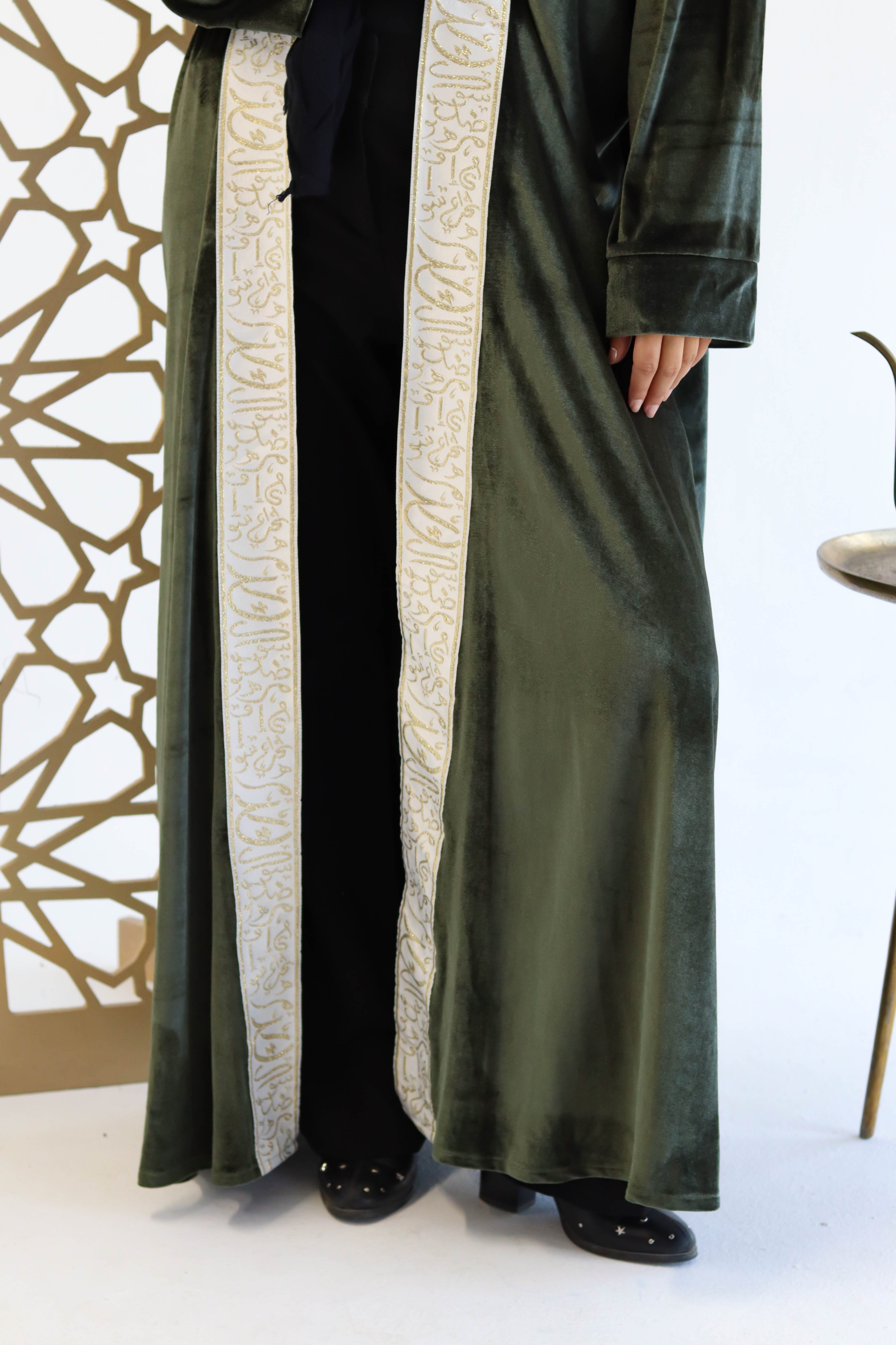 Velvet Kaftan in Dark Green