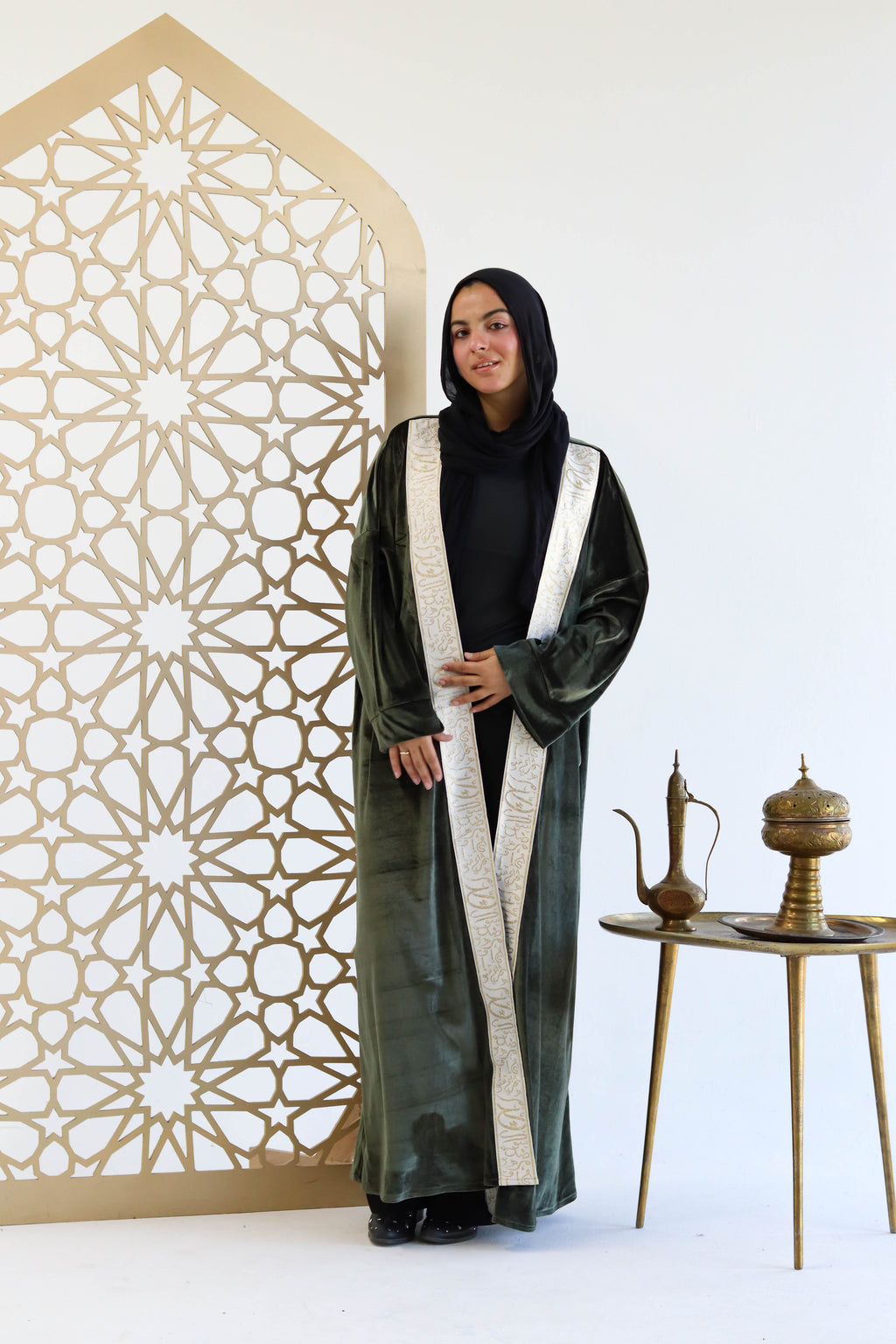 Velvet Kaftan in Dark Green