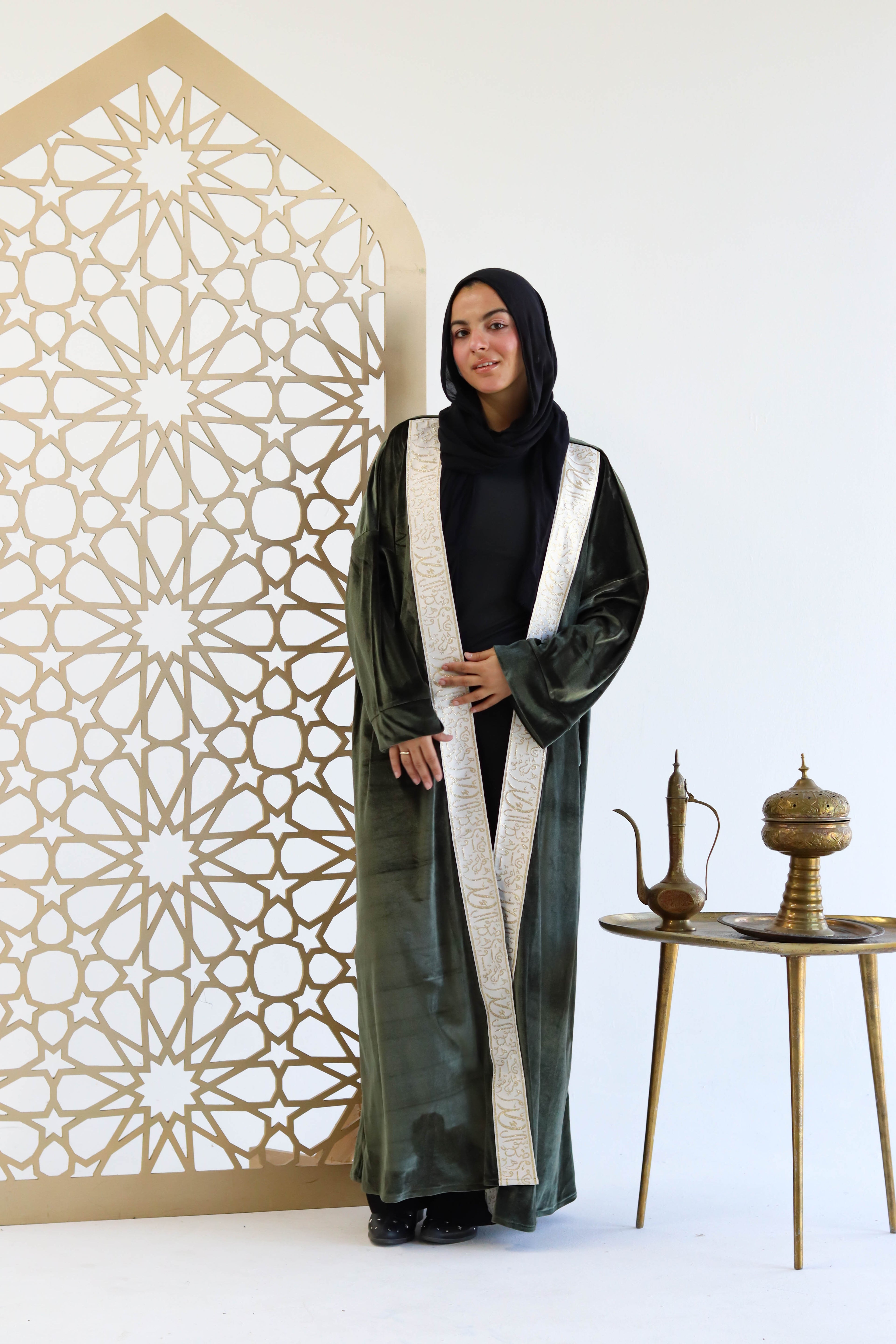 Velvet Kaftan in Dark Green