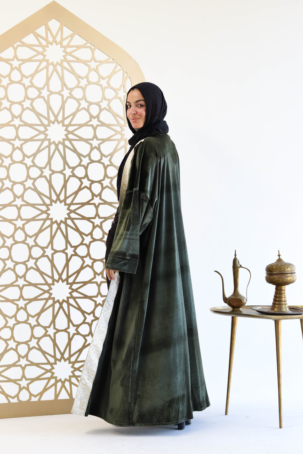 Velvet Kaftan in Dark Green