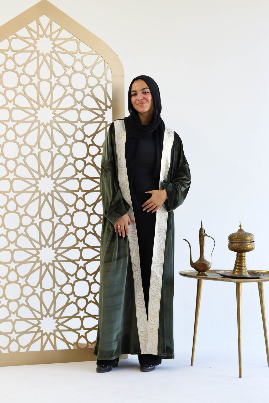 Velvet Kaftan in Dark Green