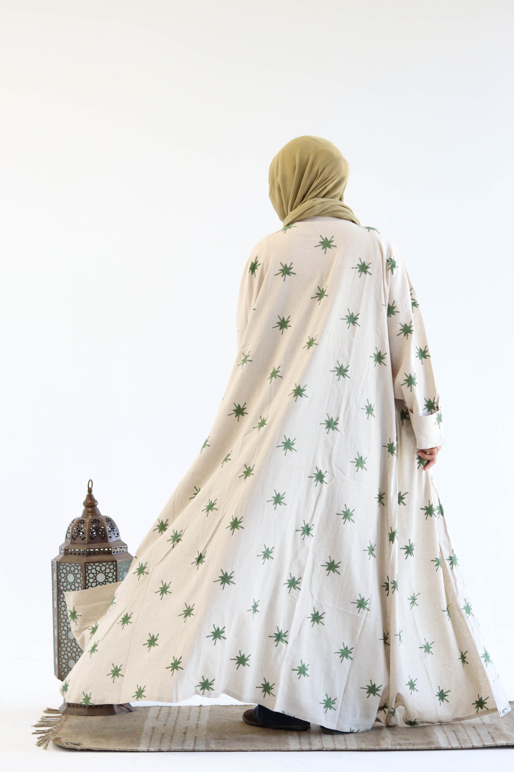 Stars Linen Kaftan in Green