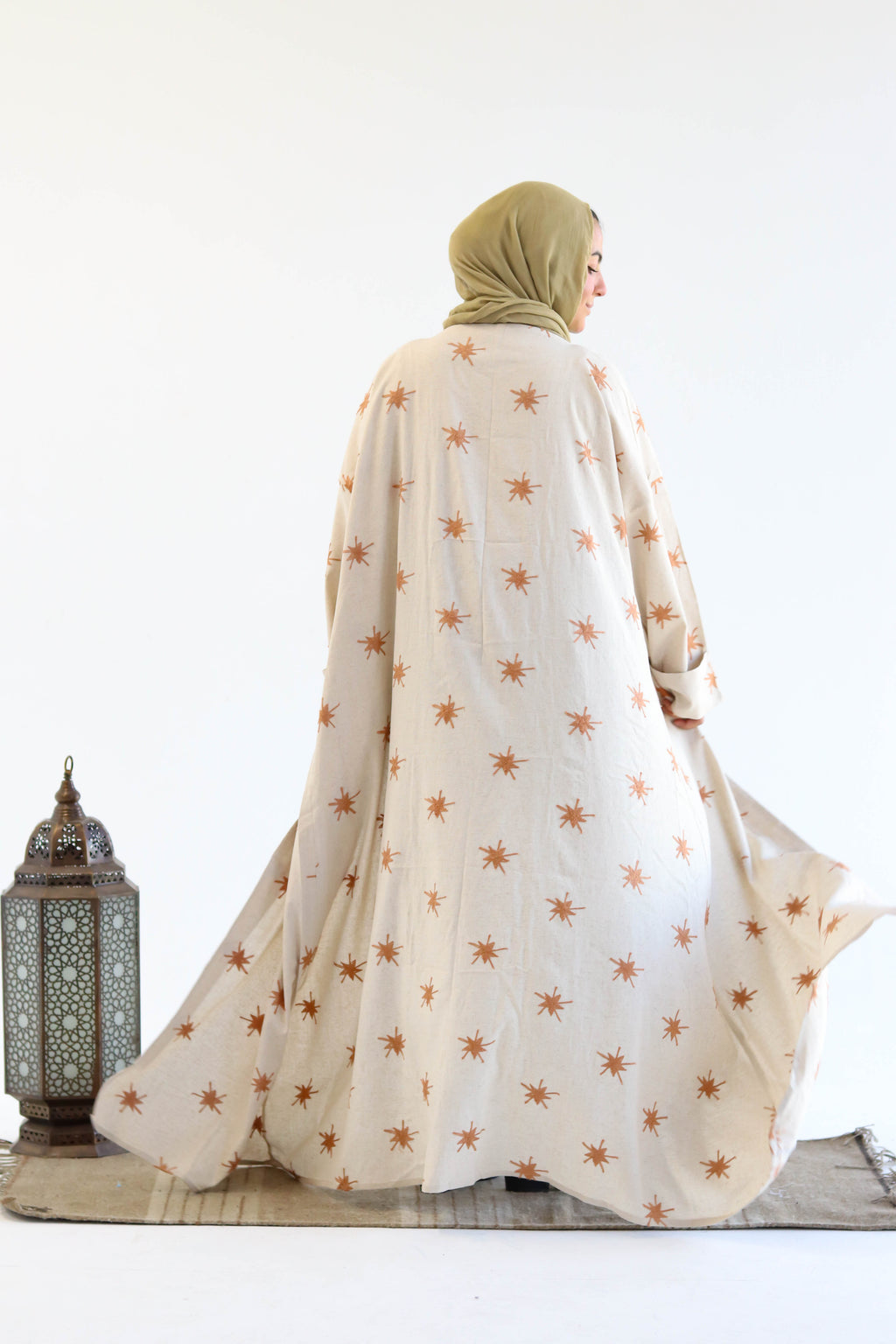 Stars Linen Kaftan in Orange