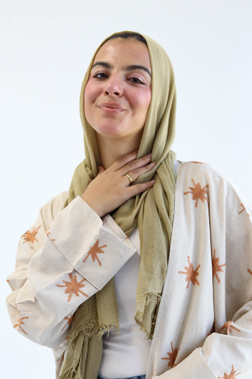 Stars Linen Kaftan in Orange